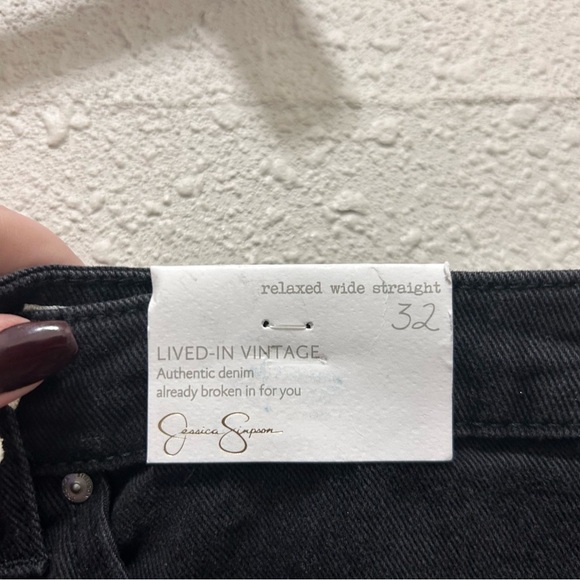 Jessica Simpson Relaxed Wide Straight Leg Dark Wash Size 32 - Picture 3 of 5